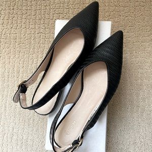 ERAM (French brand) Pointed Flat Slingback (Black)